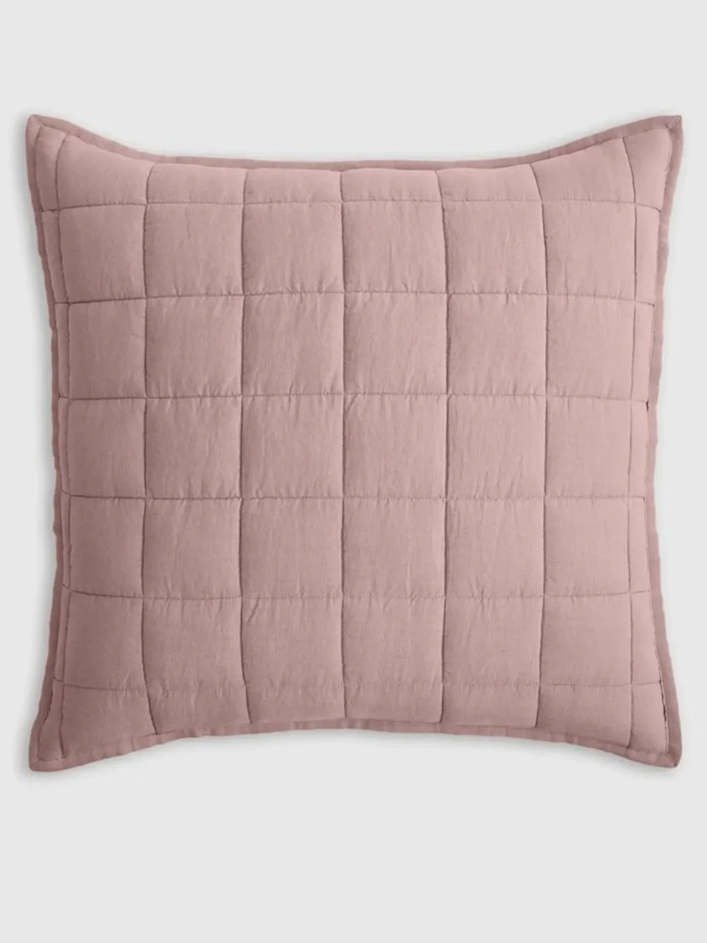 NWOT Quince European Linen Box Quilted Euro Sham in Dusty Mauve